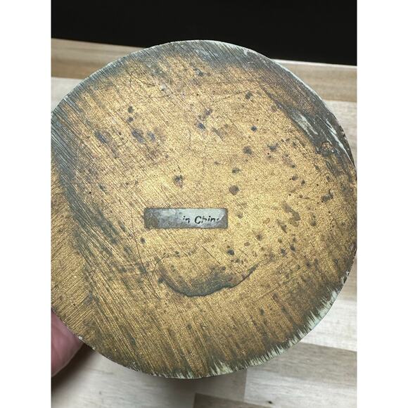 Lion Head Pedestal Chalice Urn Goblet Old World Tuscan Style Gold Resin Decor - Picture 8 of 8